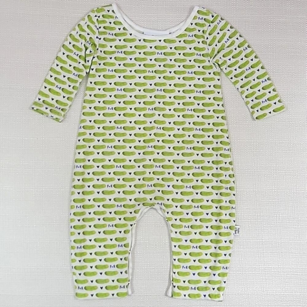 Pickles & Roses Pickles and Hearts All-Over Print Coveralls‎ Romper 0-6 Months